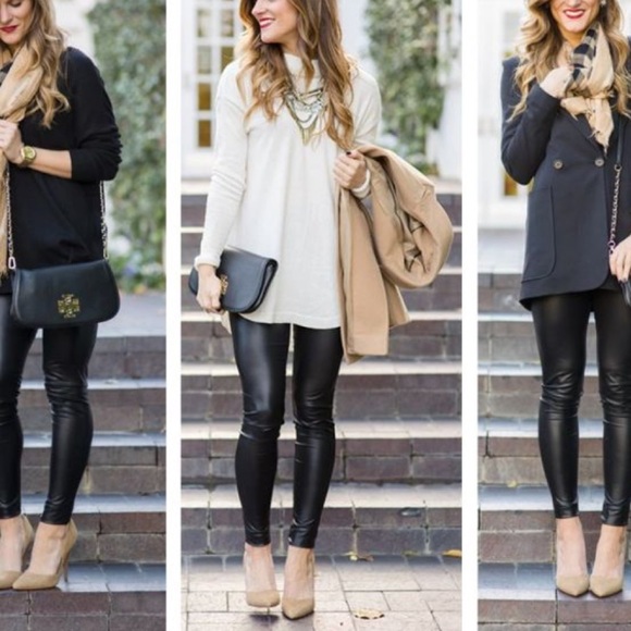 LAST ONE High Waist Vegan Leather Leggings - Picture 5 of 8